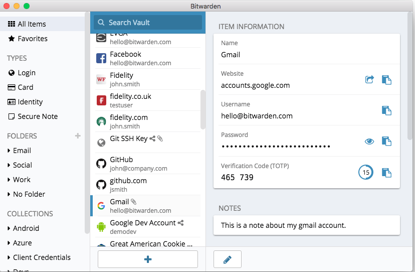 Bitwarden screenshot