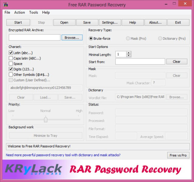 Free RAR Password Recovery screenshot