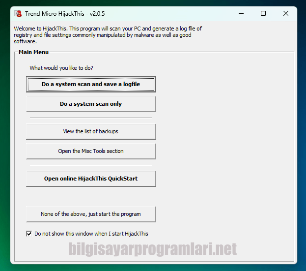 HijackThis screenshot