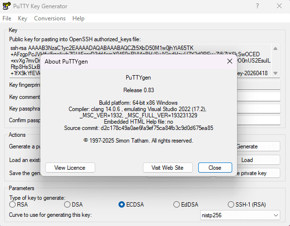 PuTTY screenshot