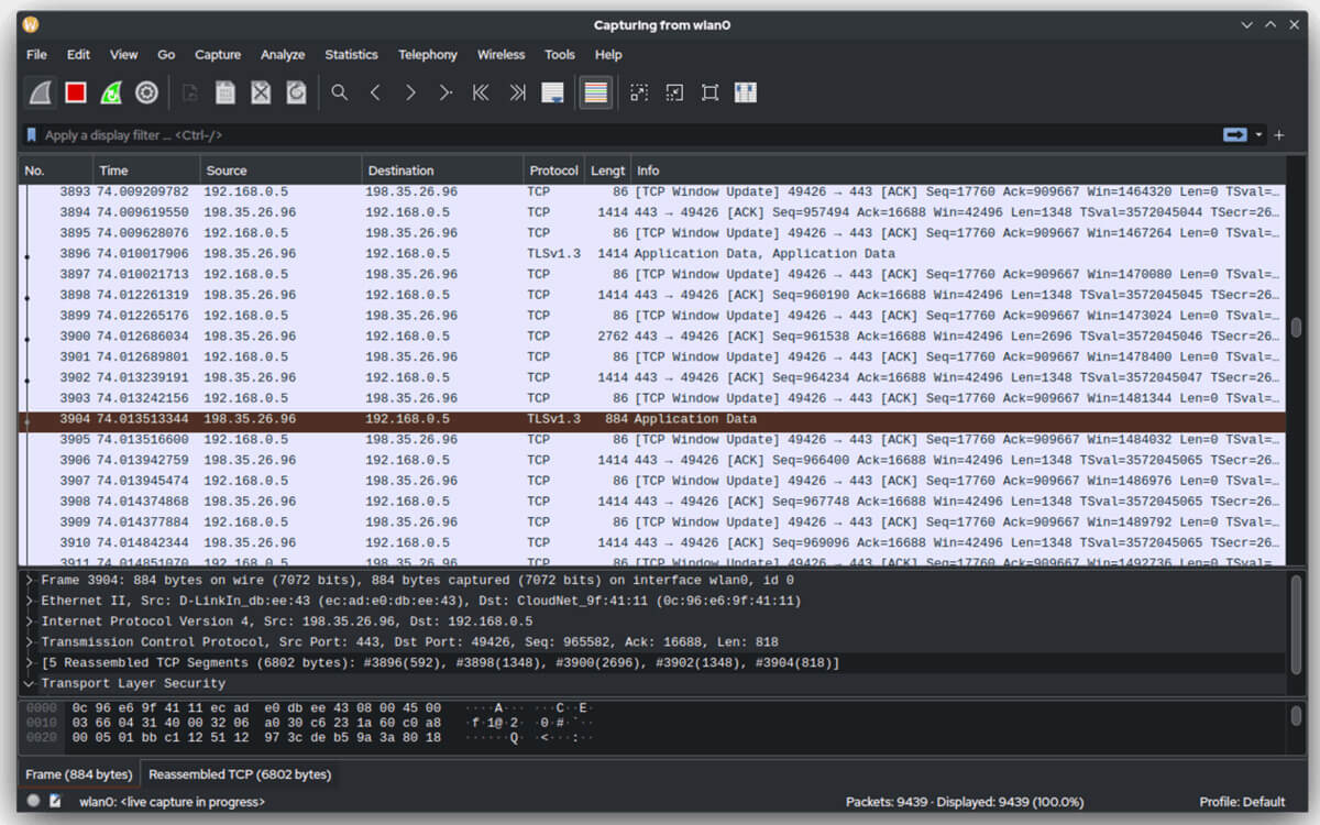 Wireshark screenshot
