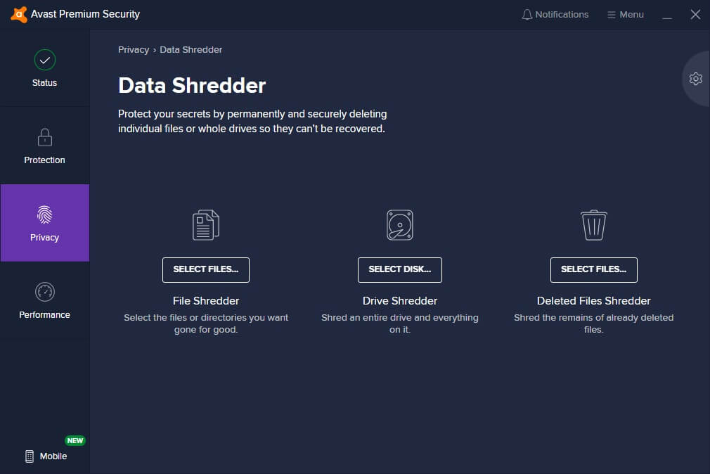 Avast Premium Security screenshot