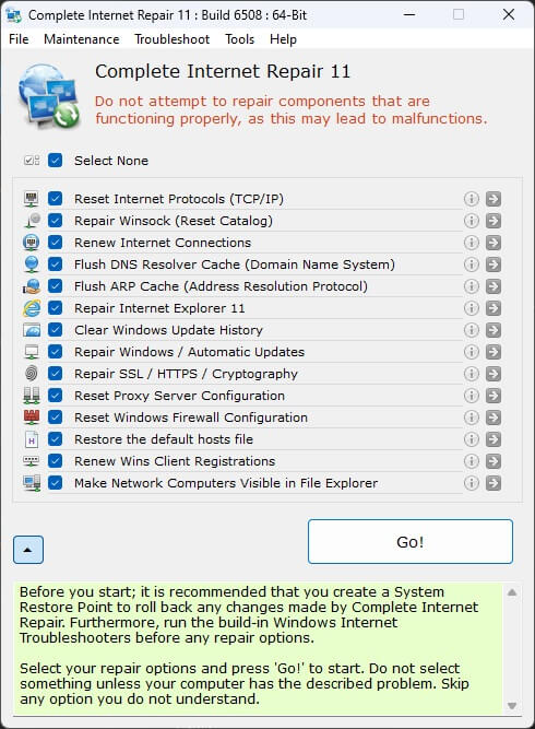 Complete Internet Repair screenshot
