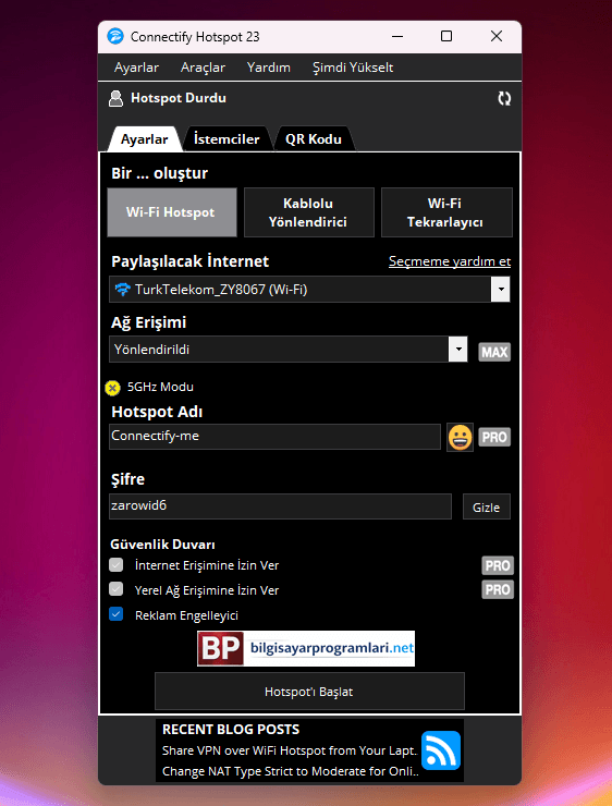 Connectify Hotspot screenshot