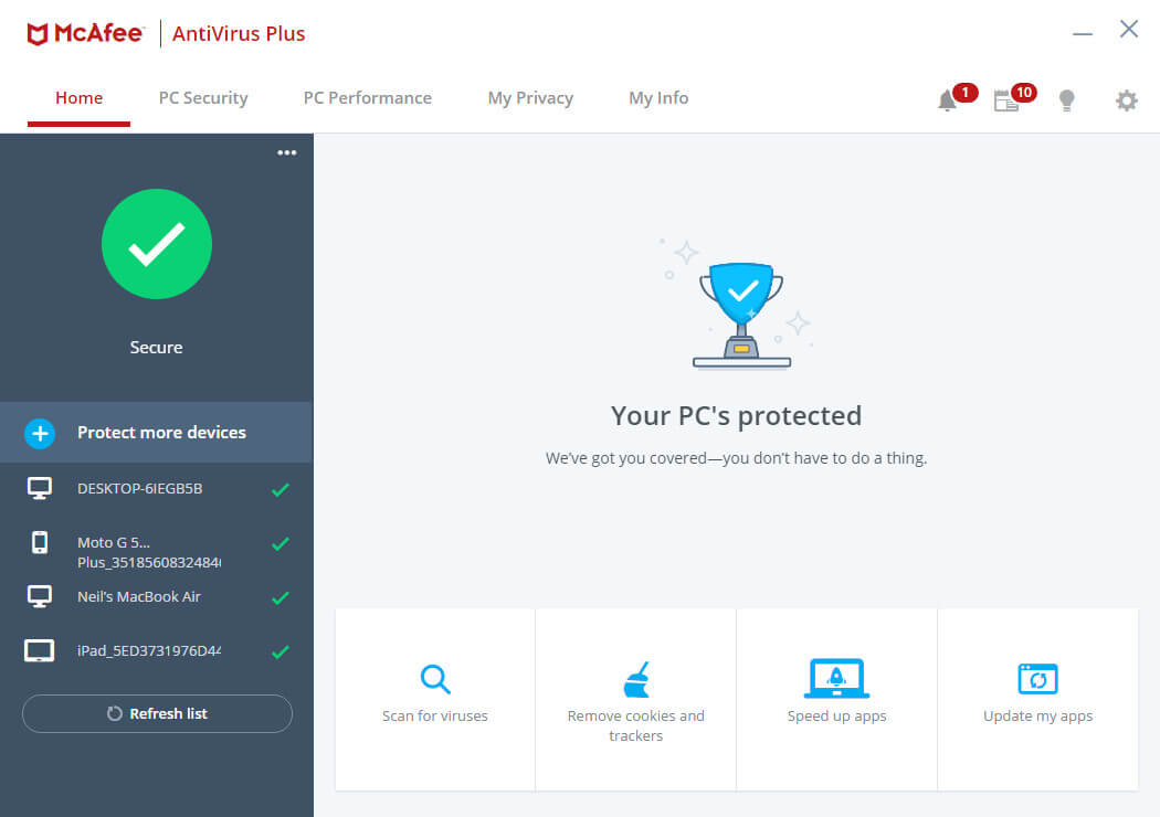 McAfee AntiVirus Plus screenshot