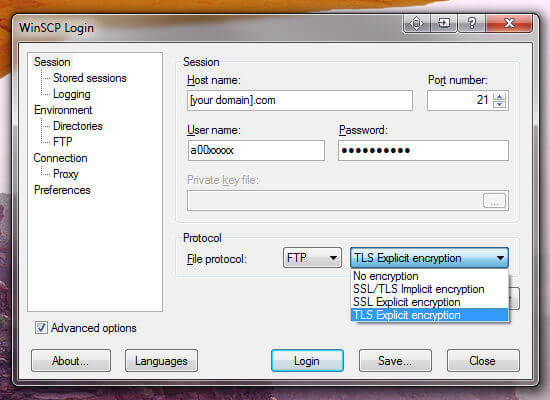 WinSCP screenshot