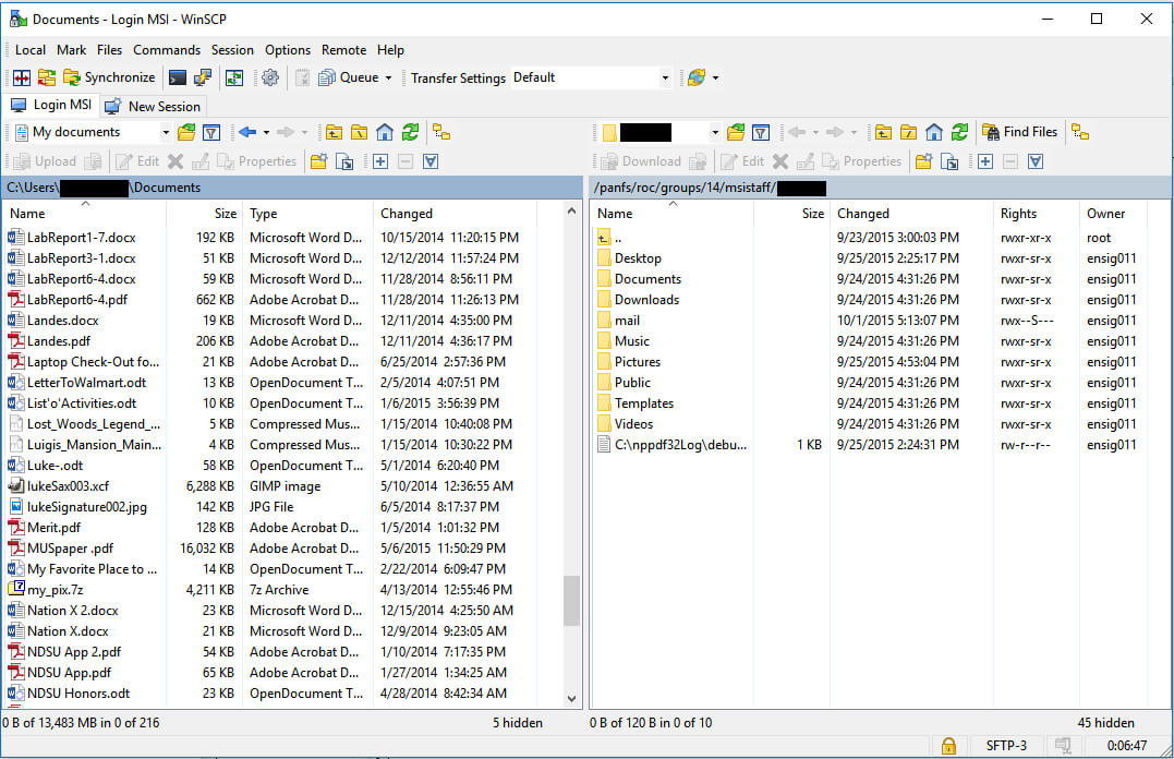 WinSCP screenshot
