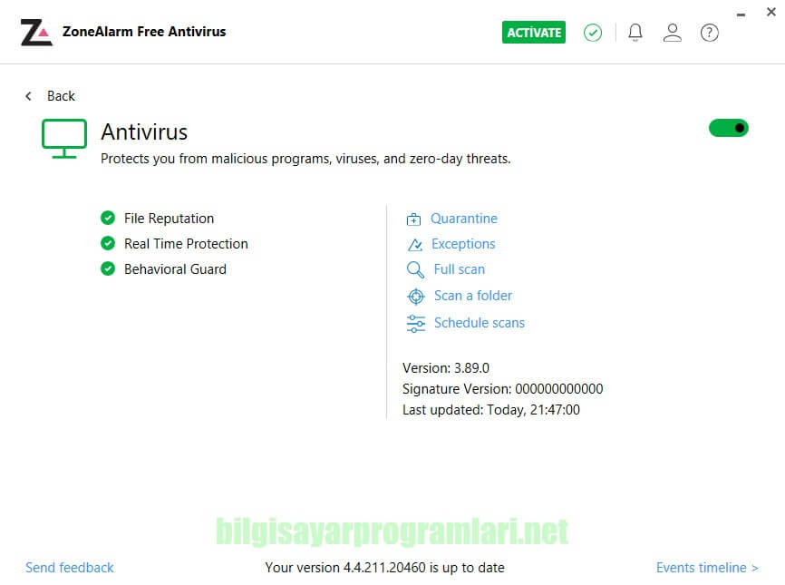 ZoneAlarm Free Antivirus screenshot