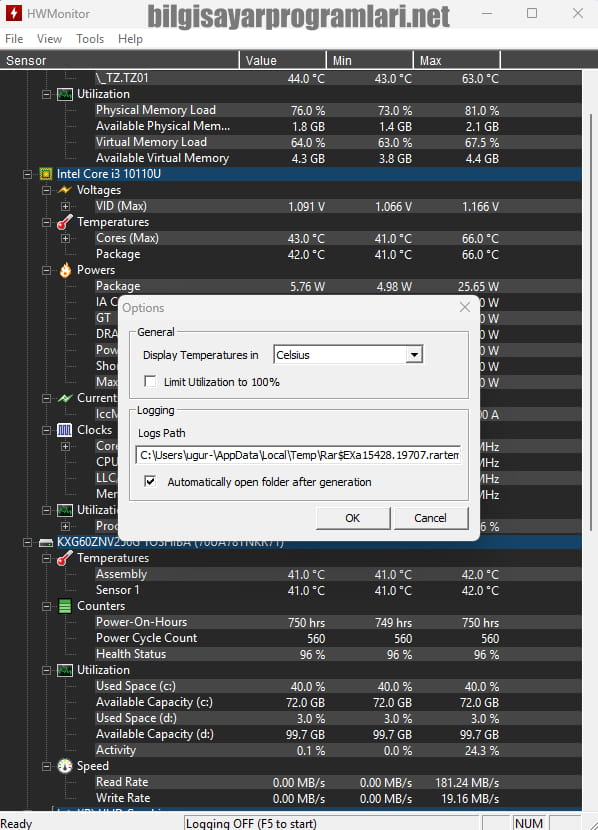 HWMonitor screenshot