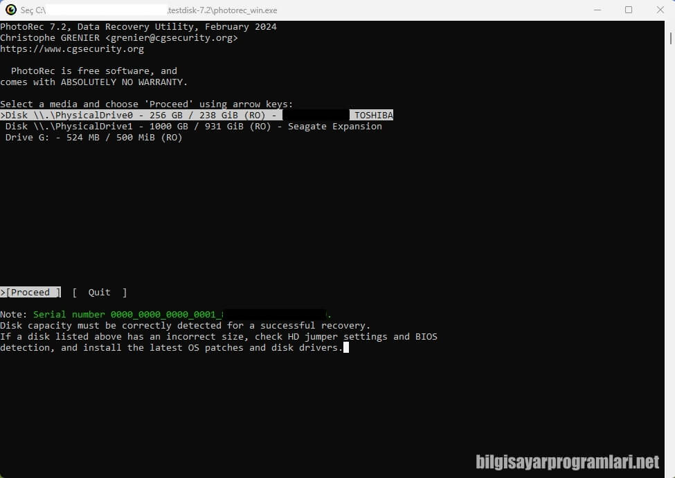 PhotoRec (TestDisk) screenshot