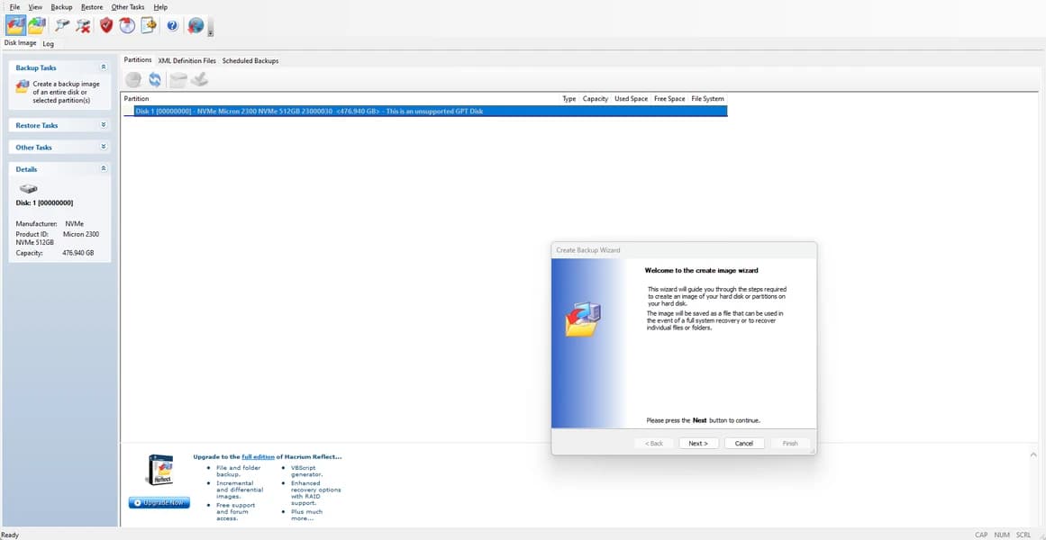 Macrium Reflect Free screenshot