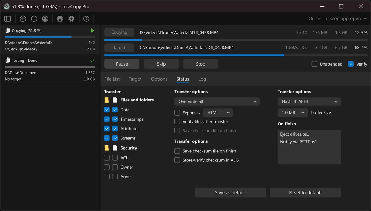 TeraCopy screenshot