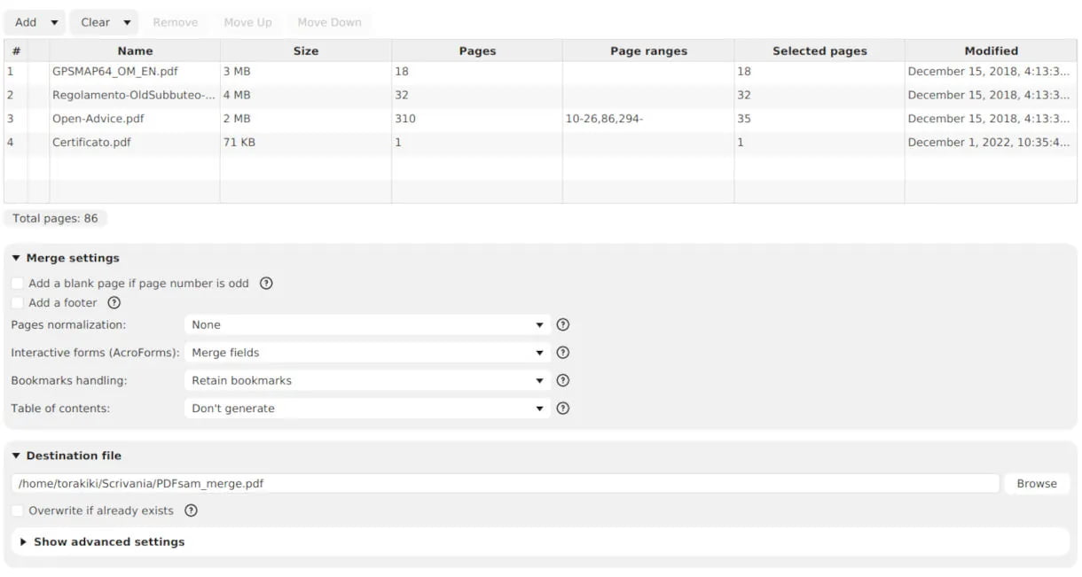 PDFsam Basic screenshot