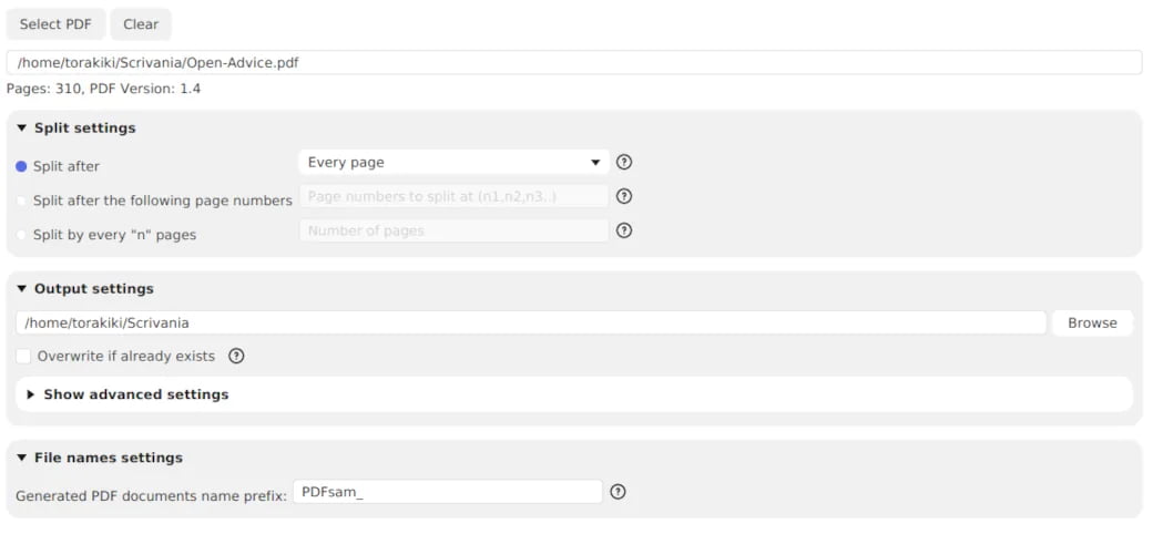PDFsam Basic screenshot